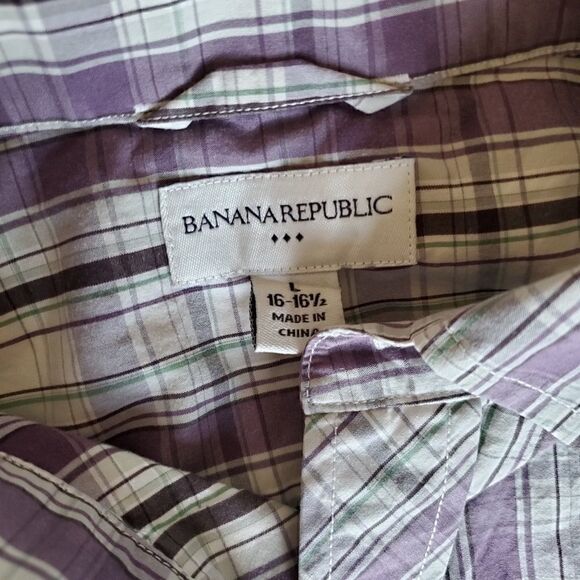 BANANA REPUBLIC Purple Plaid Button Down S… - Picture 2 of 3